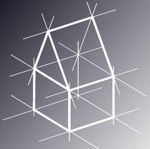 Logo Haus mit Strichen farbig